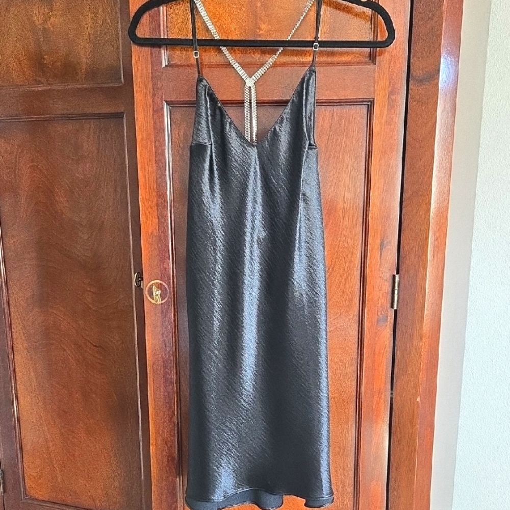 Victoria's Secret Black Lingerie Slip With Jeweled Straps, Size: Small